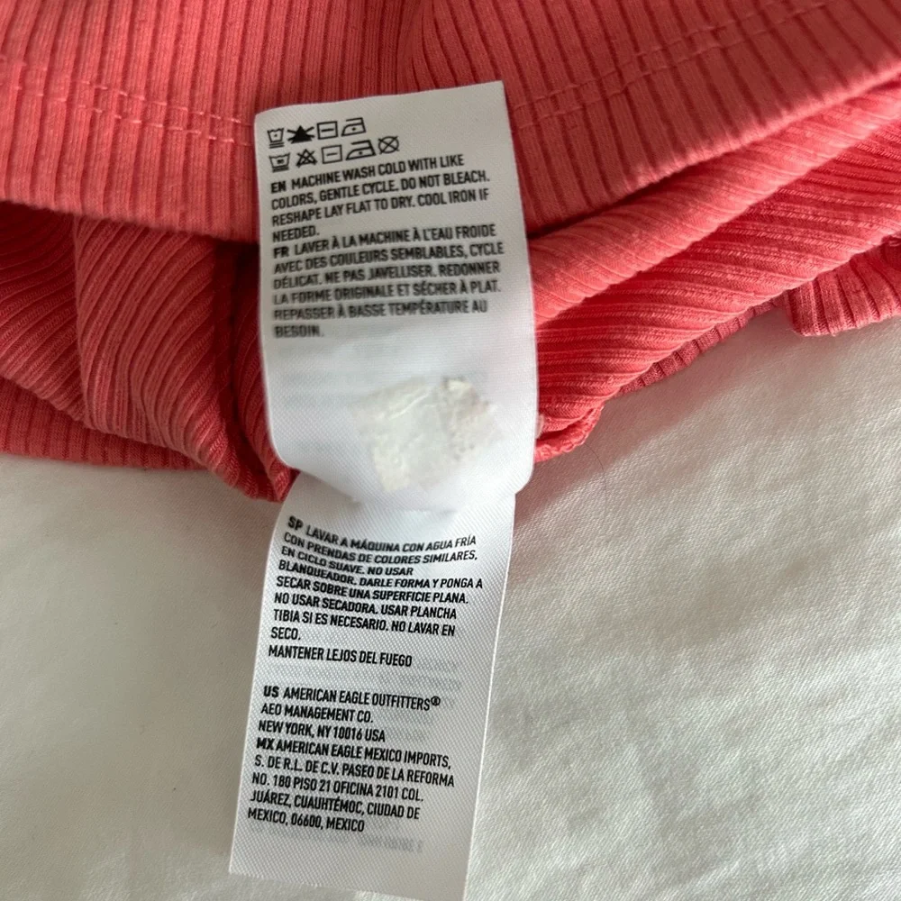 American Eagle Outfitters Ribbed Coral Crop Top - Picture 6 of 7